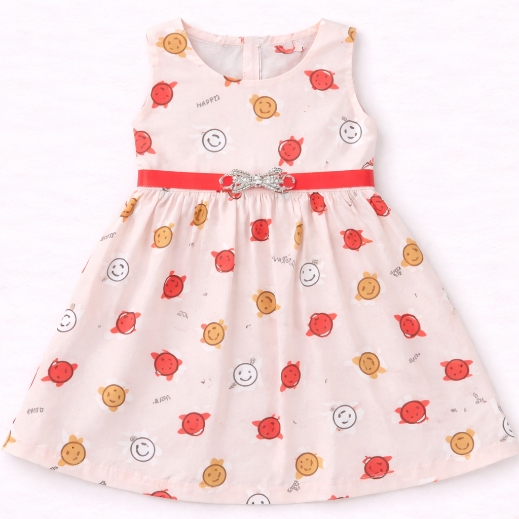 Moore Baby Girls Floral Sleeveless Dress Cotton Summer Party Wear Outfit - Cutypi