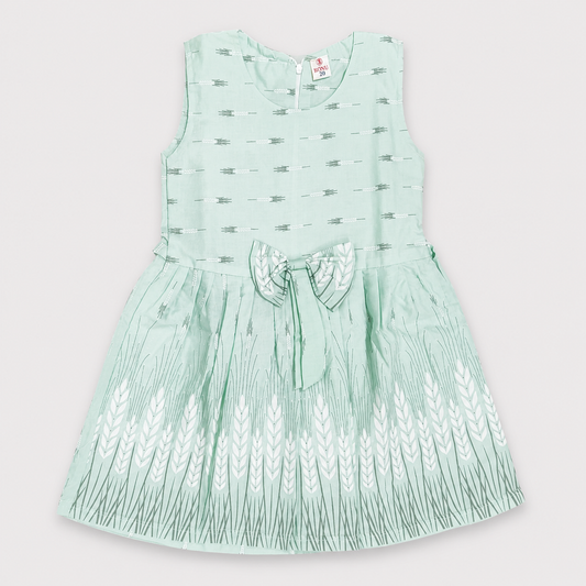 Girls Mint Green Sleeveless Cotton Dress | Casual Party Wear Dress for Kids | Cutypi