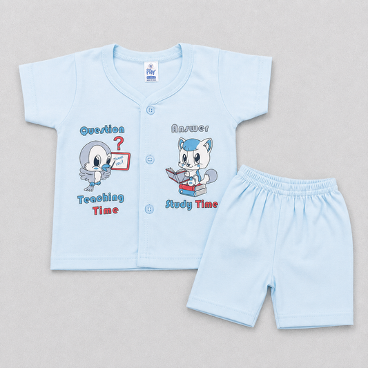 Natkhat Baby Boys Printed T-Shirt & Shorts Set | Cartoon Outfit