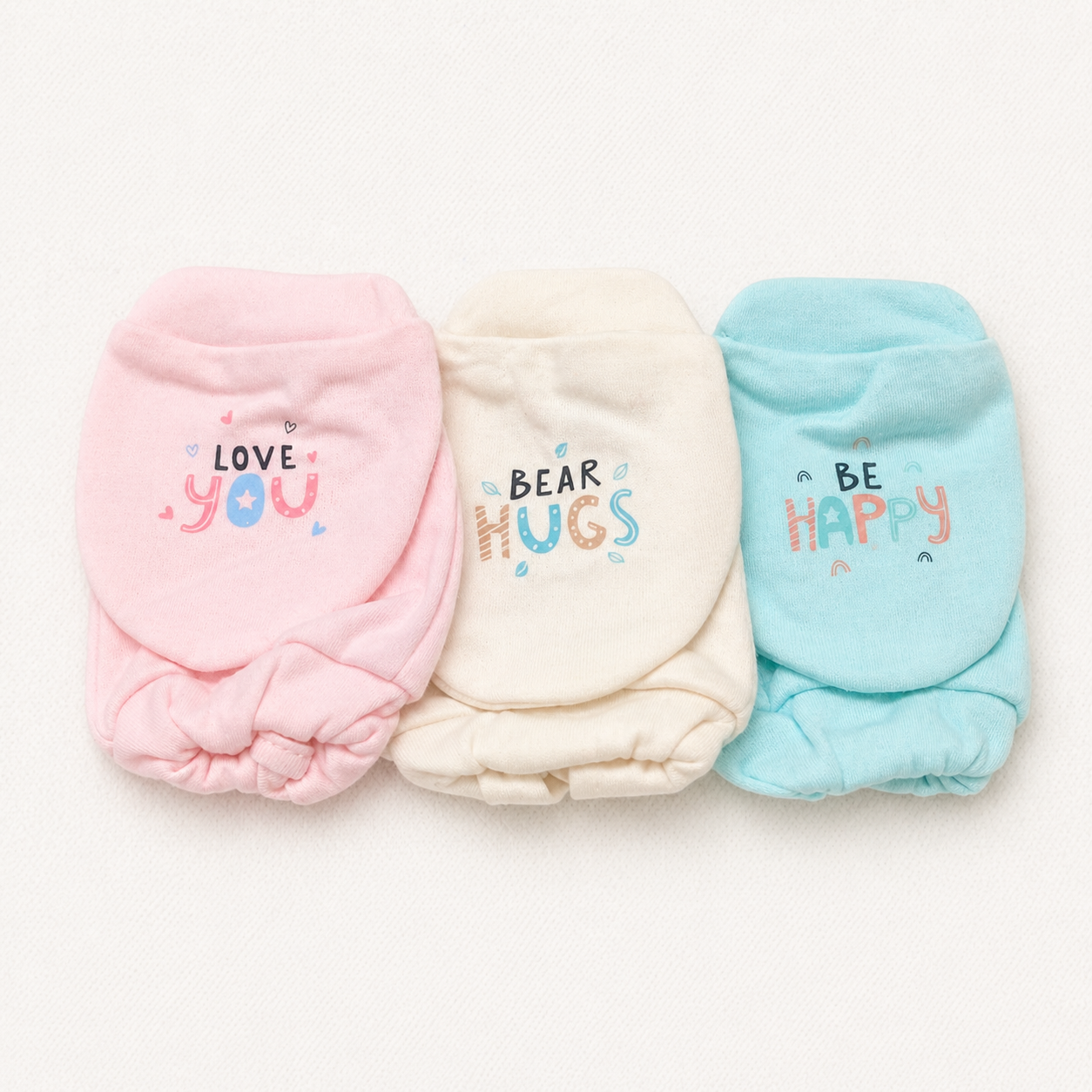 Newborn Baby Cotton Mittens Set Pack of 3 Soft Printed Anti Scratch Gloves- Cutypi