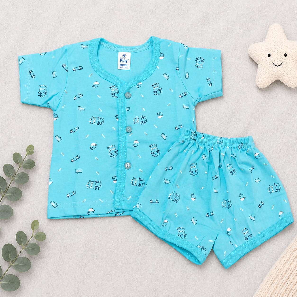 Newborn Baby Cotton Clothing Set Orange Printed Top & Shorts Set for Infants