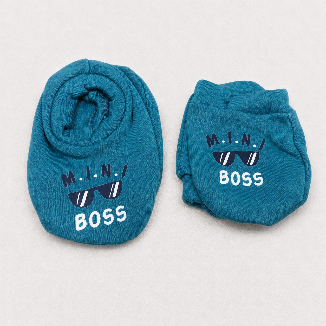 Simply Newborn Baby Cotton Mittens and Booties Set Mini Boss Print
