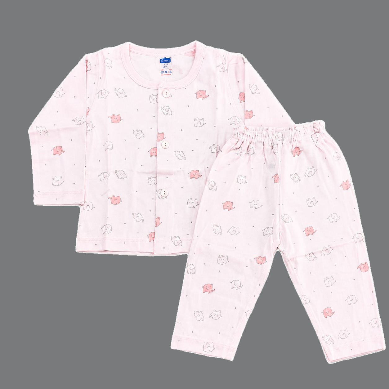 Simply Newborn Baby Cotton Full Sleeve Suit Pink Elephant Print