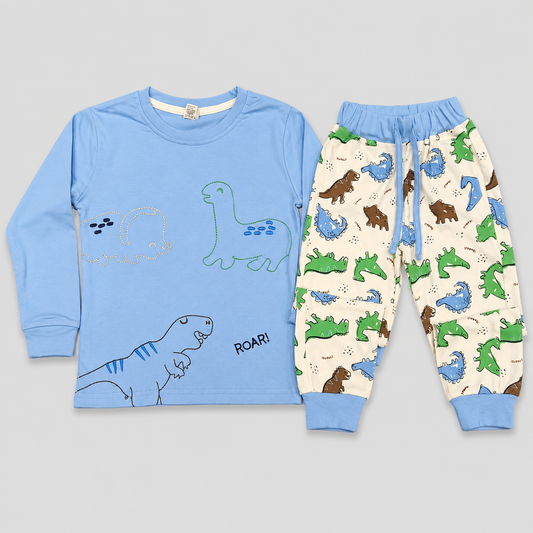 Boys Dinosaur Printed Sweatshirt & Jogger Set | Kids Winter Wear