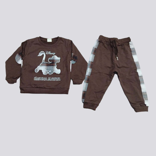 Cucumber Kids Brown Fleece Sweatshirt & Jogger Set