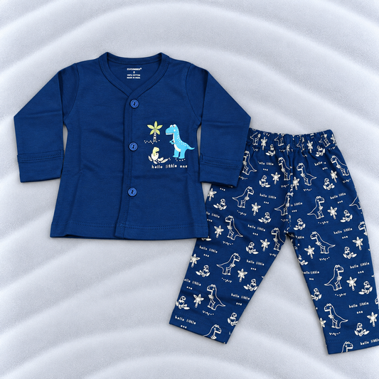 Cucumber Baby Boys Navy Blue Cotton Dinosaur Print T-Shirt & Pants Set