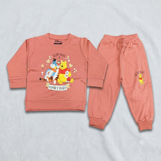 Little Blooms Kids Rose Pink Sweatshirt and Joggers Set with Winnie the Pooh and Friends Print