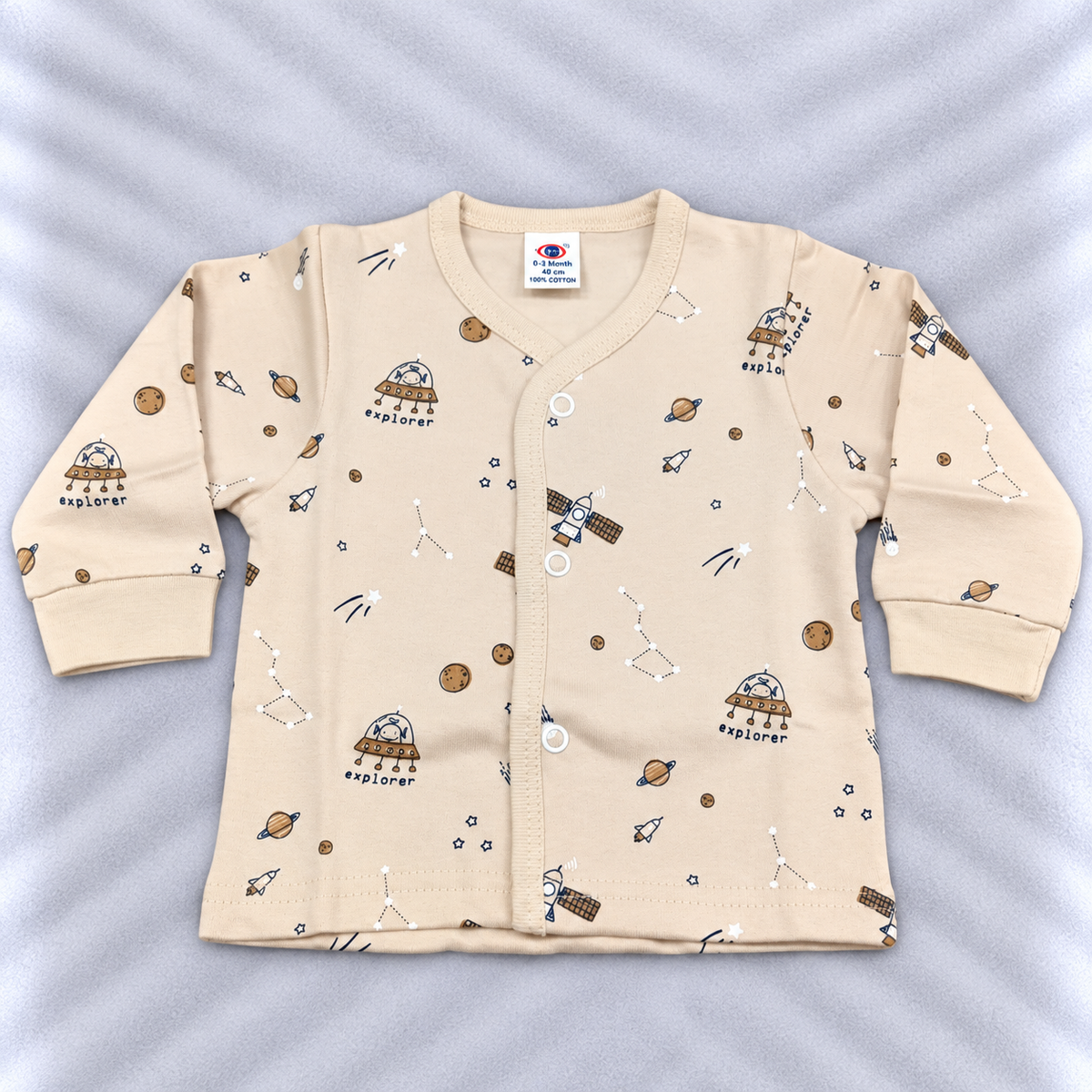 Zero Baby Cream Space Print Fleece Winter Top
