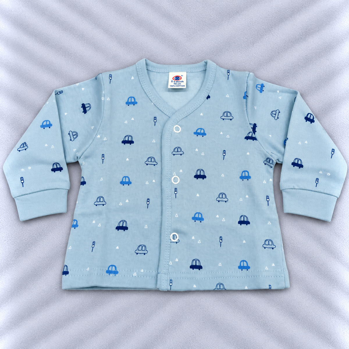 Zero Baby Boys Blue Car Print Fleece Top for Winter | Cutypi