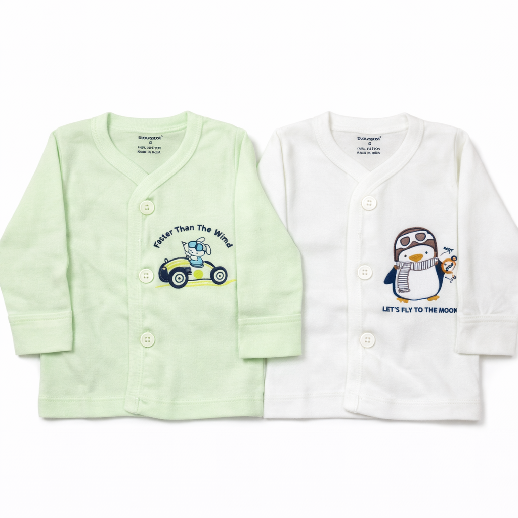 Cucumber Infant Front Open top in pastel hues Cartoon Print - Set of 2 - Cutypi