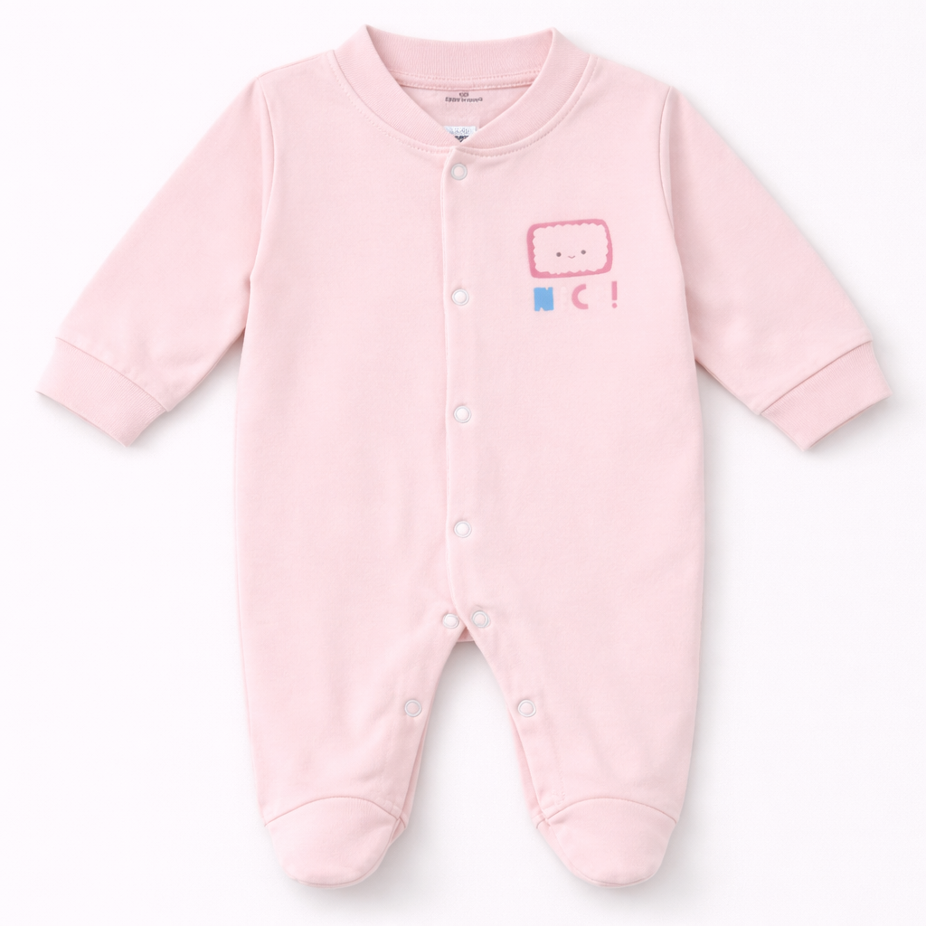 Cozy Care Pink Full Sleeve Baby Romper with Snap Buttons – Soft Cotton Sleepsuit - Cutypi