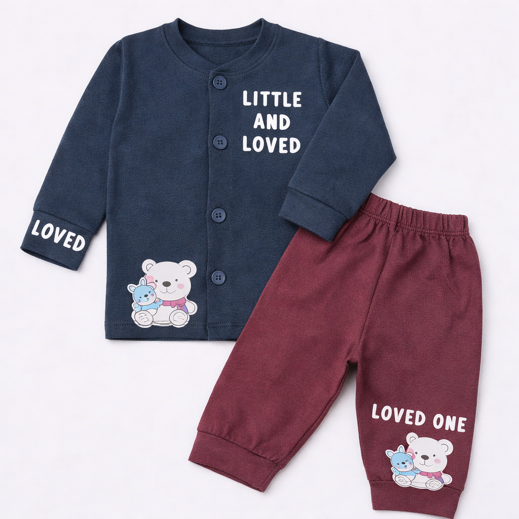 Cucumber Toddler Full Sleeve Cotton Top & Pants with bear illustration  - Cutypi