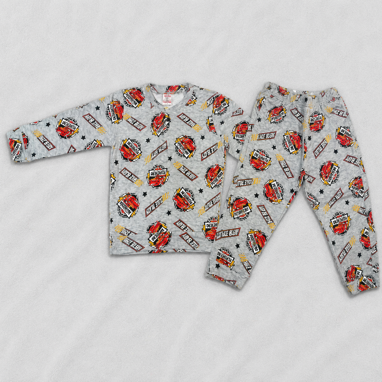 Baby Boys Car Print Full Sleeve T-Shirt and Pajama Set