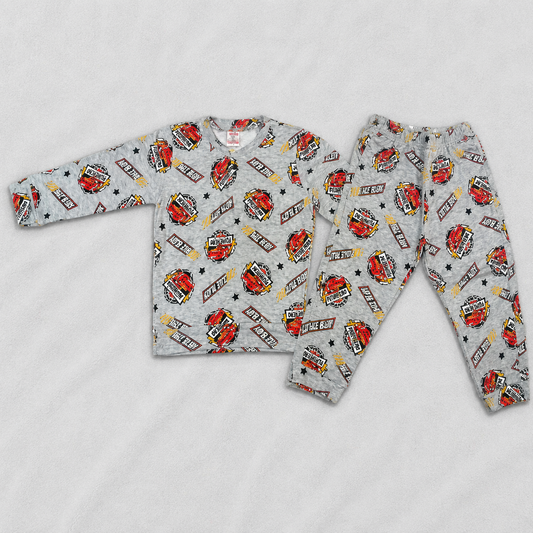 Baby Boys Car Print Full Sleeve T-Shirt and Pajama Set