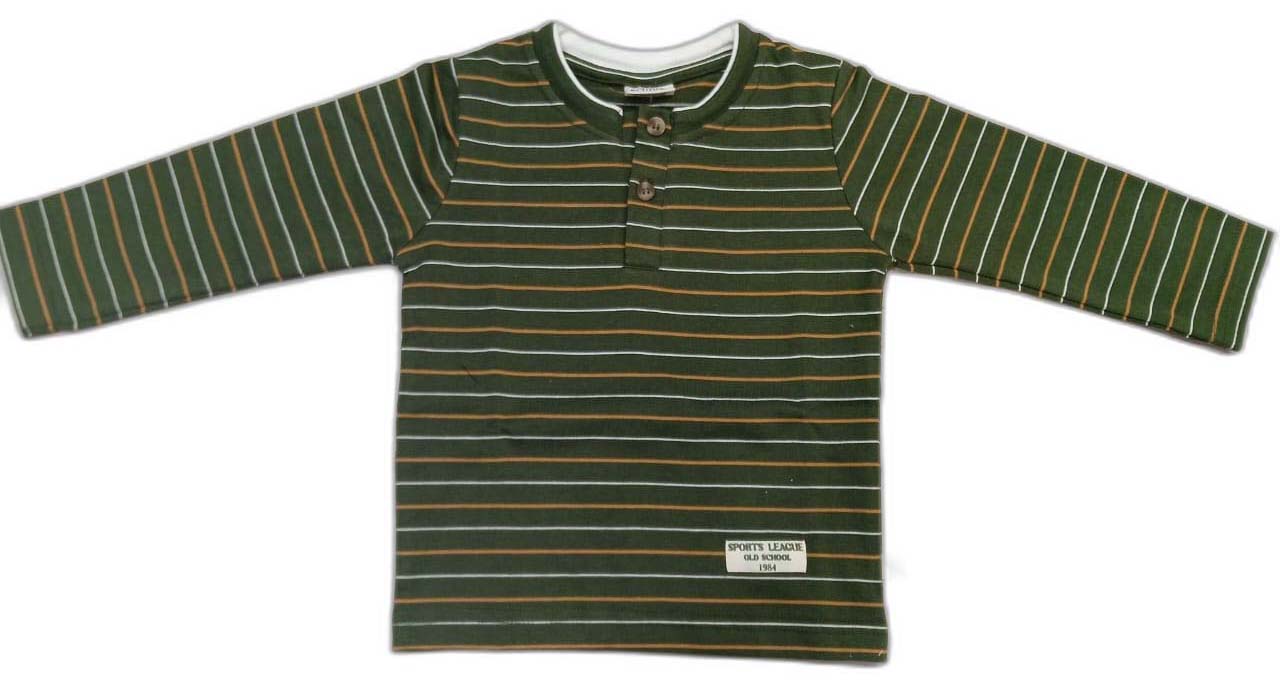Baby Dark Green Henley Neck T-shirt