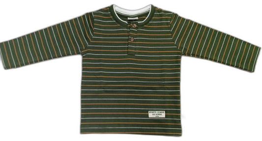 Baby Dark Green Henley Neck T-shirt
