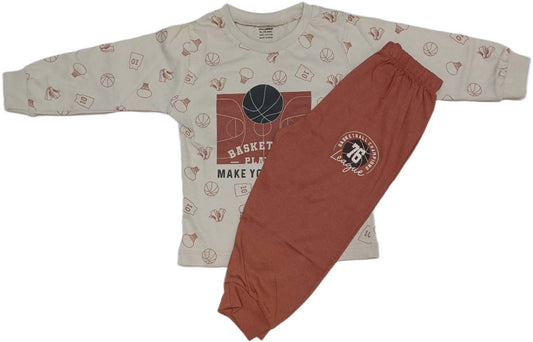 Boys Basketball Theme Printed Cotton Clothing Set