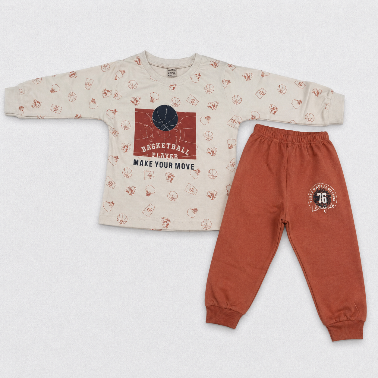 Cucumber Boys Basketball Theme Printed Cotton Clothing Set