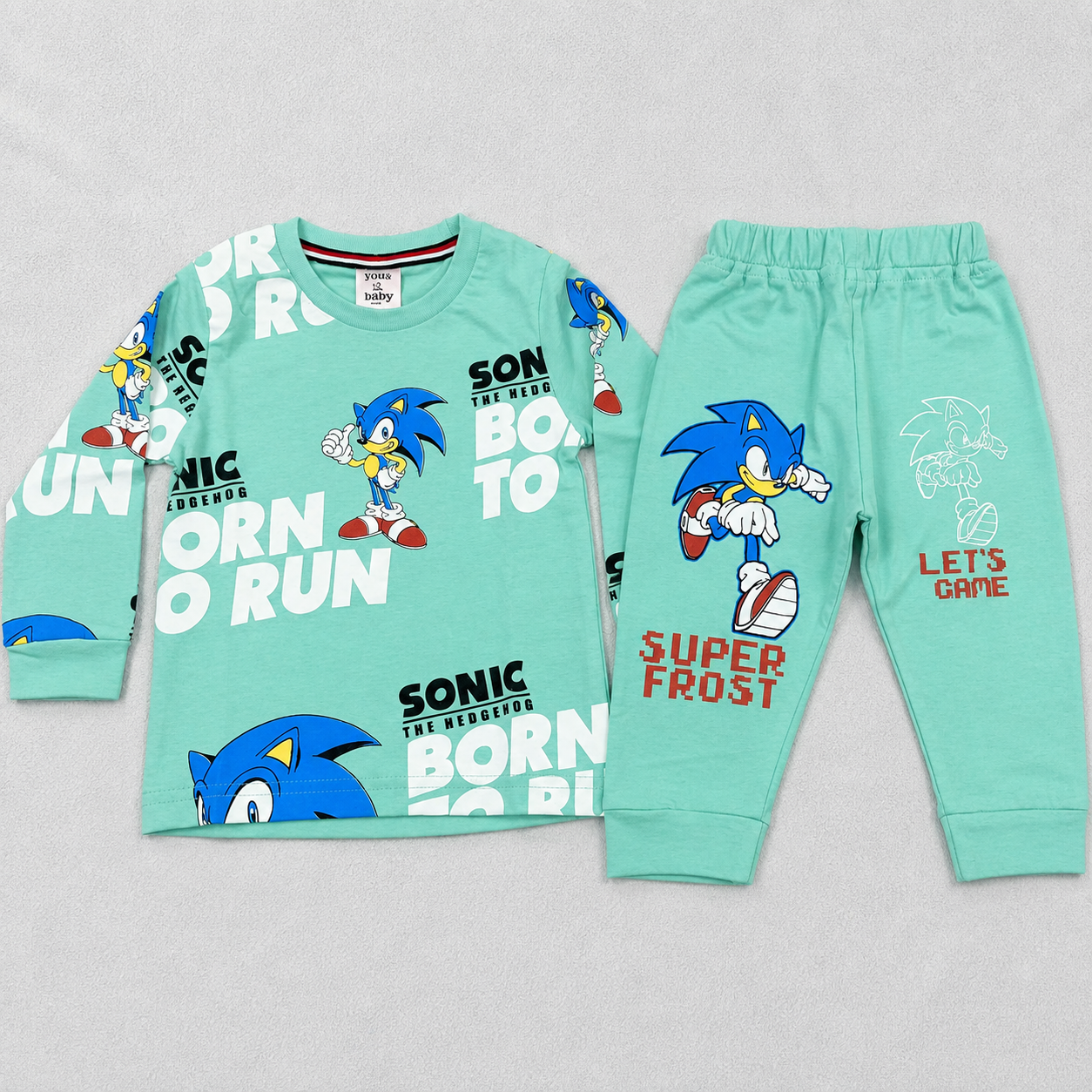 Boys Sonic Print Full Sleeve T-Shirt & Jogger Set – Casual Wear