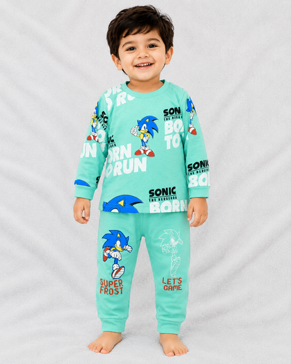 Boys Sonic Print T-Shirt & Jogger Set | Tom & Jerry | Cutypi