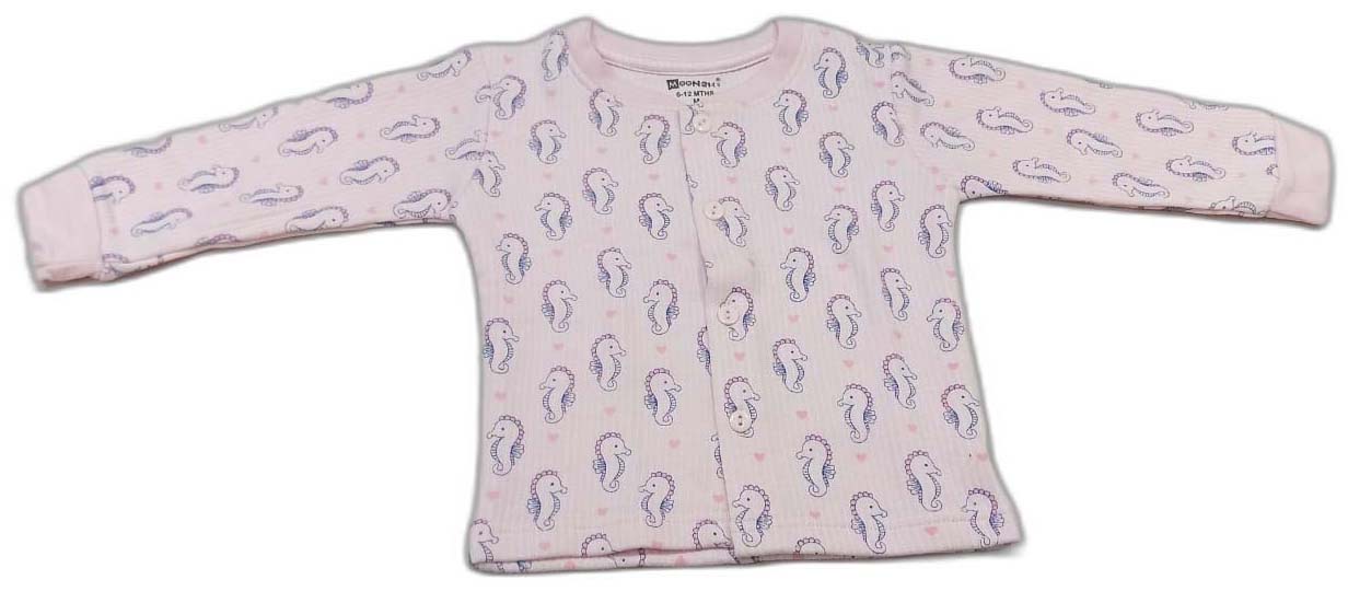 Front Open Full Sleeves Thermal Vest & Pant Set for - Light Pink