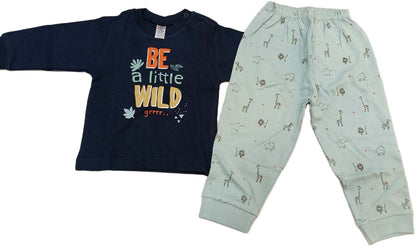 Zero Boys Regular Printed T-Shirt with Joggers - Dark Blue