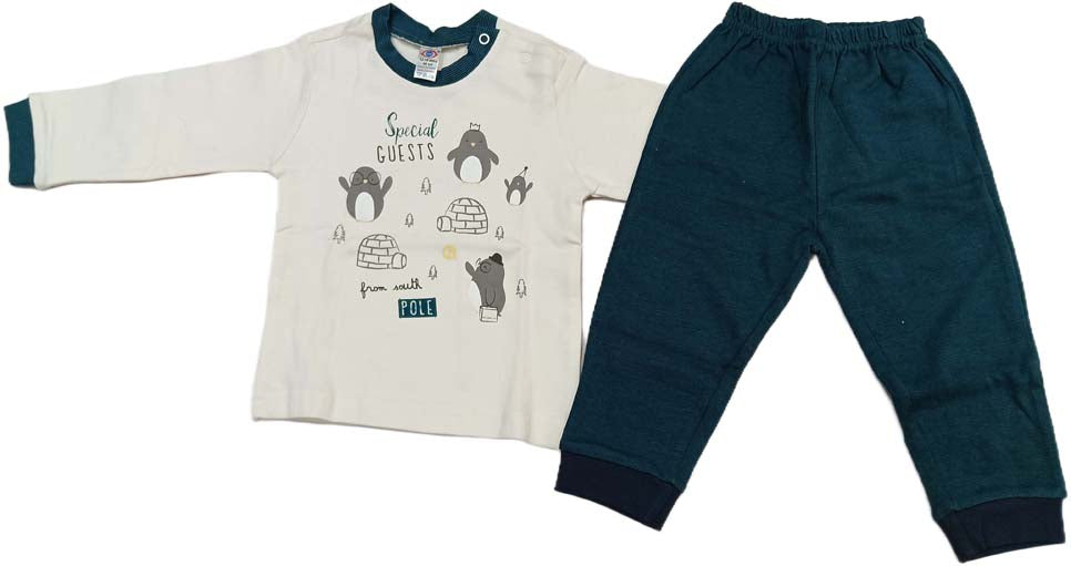 Zero Boys Regular T-Shirt with Joggers - Cream