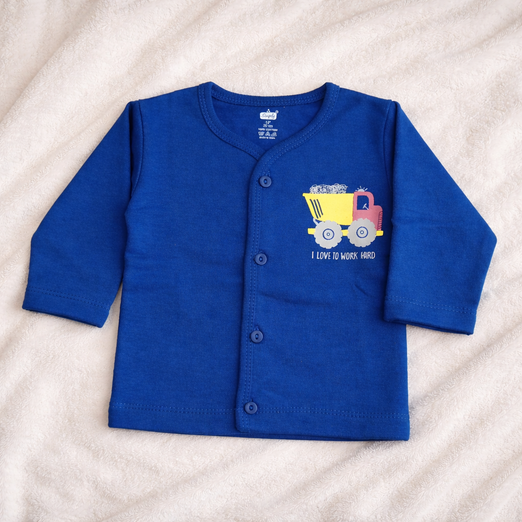 Simply Royal Blue baby soft fleece Top with giraffe print - Cutypi