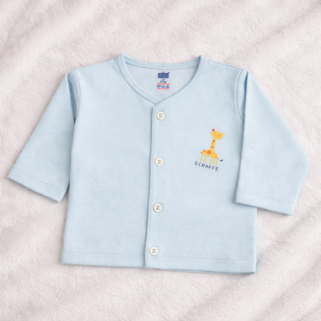 Simply Pastel blue baby fleece cardigan with giraffe print - Cutypi