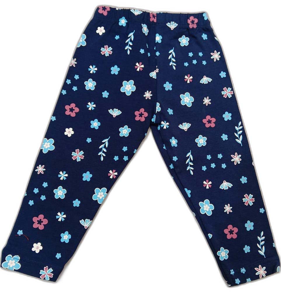 Cucumber Cute Girls Printed A-Line Dress with Leggins- Dark Blue