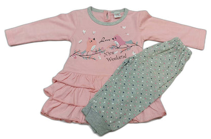 Cucumber Girls Pink Frill Printed A-Line Dress