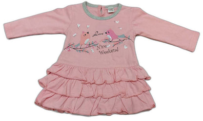 Cucumber Girls Pink Frill Printed A-Line Dress