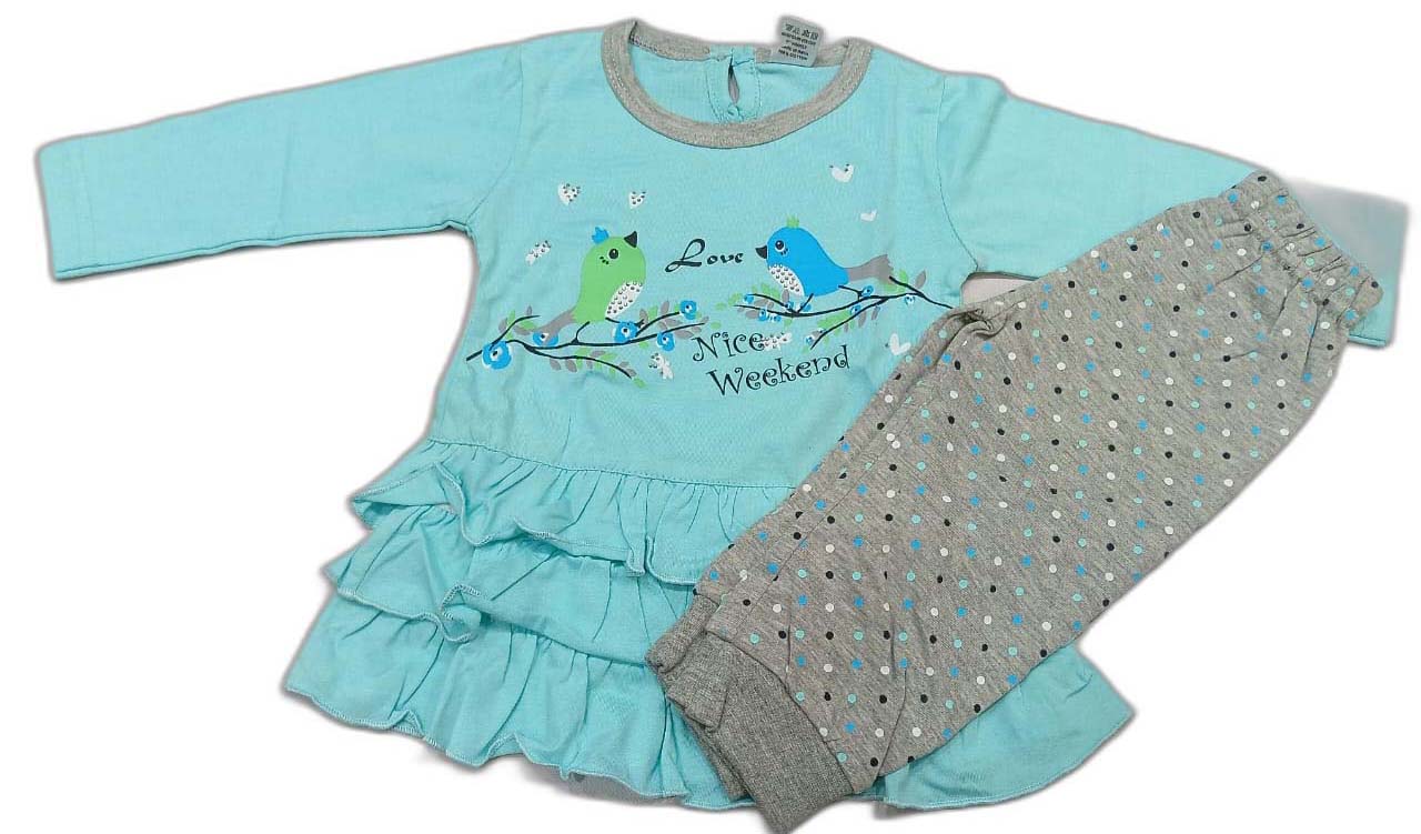 Cucumber Girls Mint Green Frill Printed A-Line Dress