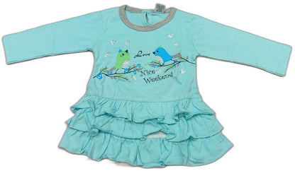 Cucumber Girls Mint Green Frill Printed A-Line Dress