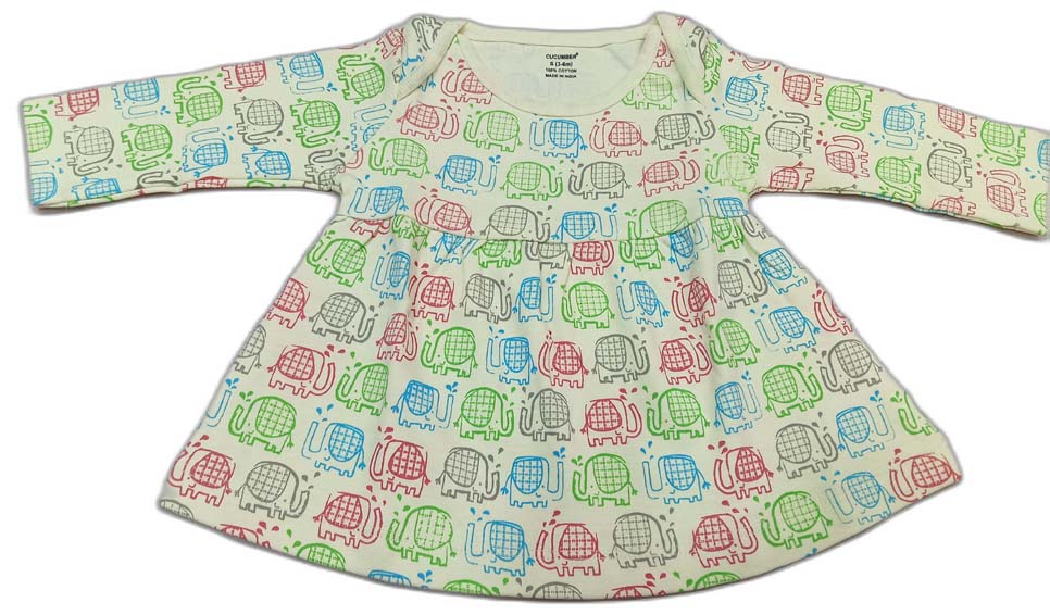 Cucumber Girls Full Sleeves Cotton Knee Length Casual Frock - Green