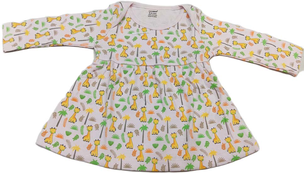 Cucumber Girls Full Sleeves Cotton Knee Length Casual Frock - Light Pink