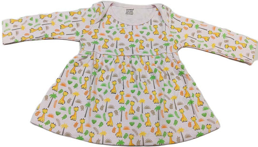 Cucumber Girls Full Sleeves Cotton Knee Length Casual Frock - Light Pink