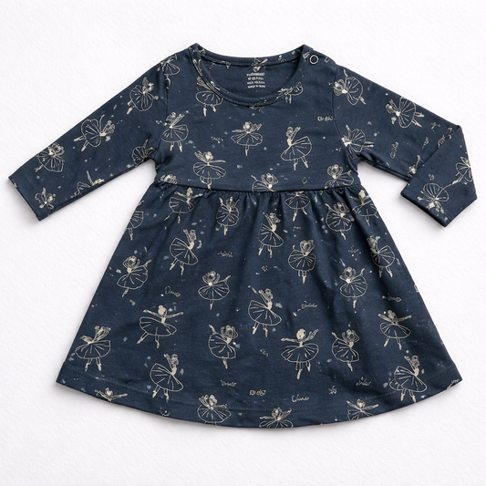 Cucumber Full Sleeves Printed Frock - Gray