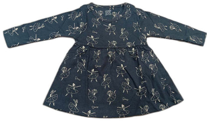 Cucumber Full Sleeves Printed Frock - Gray