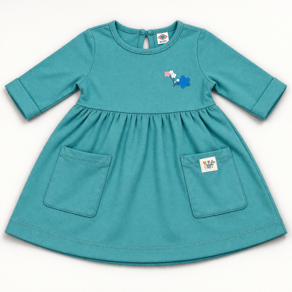 Zero Full Sleeves Frock - Green