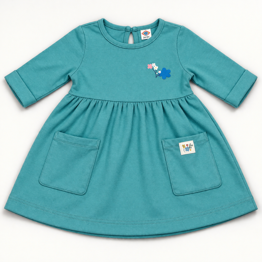 Zero Full Sleeves Frock - Green