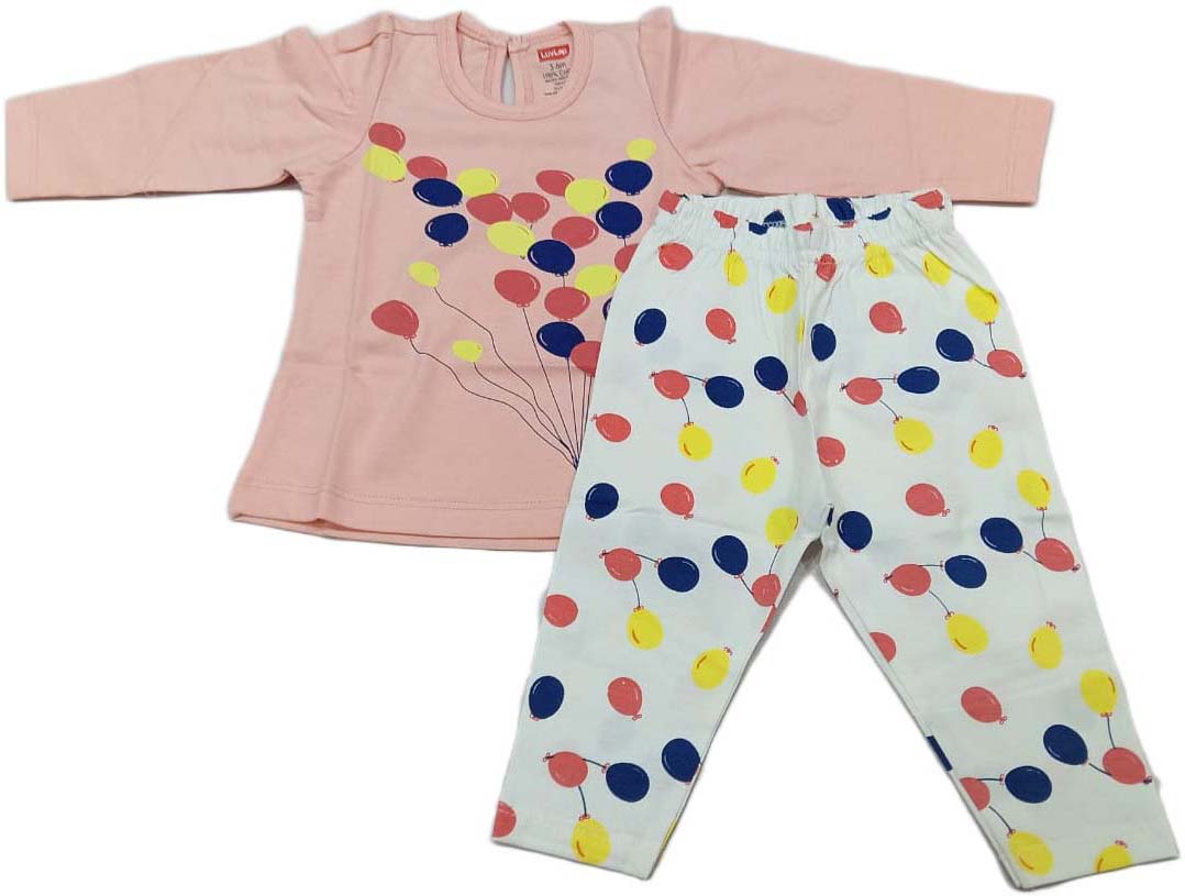 Lovlap Girl Full Sleeves Baloon Print Suit - Pink
