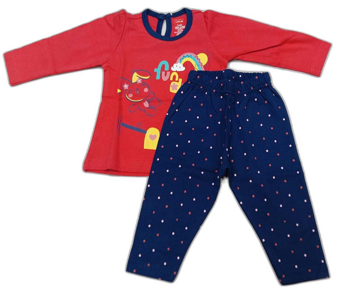 Lovlap Girl Full Sleeves Fun Day Print Suit - Red