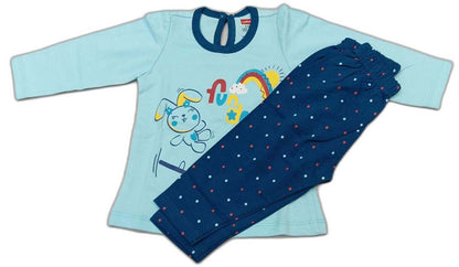 Lovlap Girl Full Sleeves Fun Day Print Suit - Sky Blue