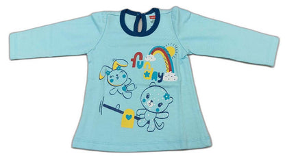 Lovlap Girl Full Sleeves Fun Day Print Suit - Sky Blue