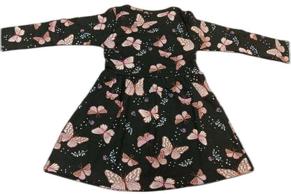 Baby Girl Full Sleeves Floral Print Frock - Black