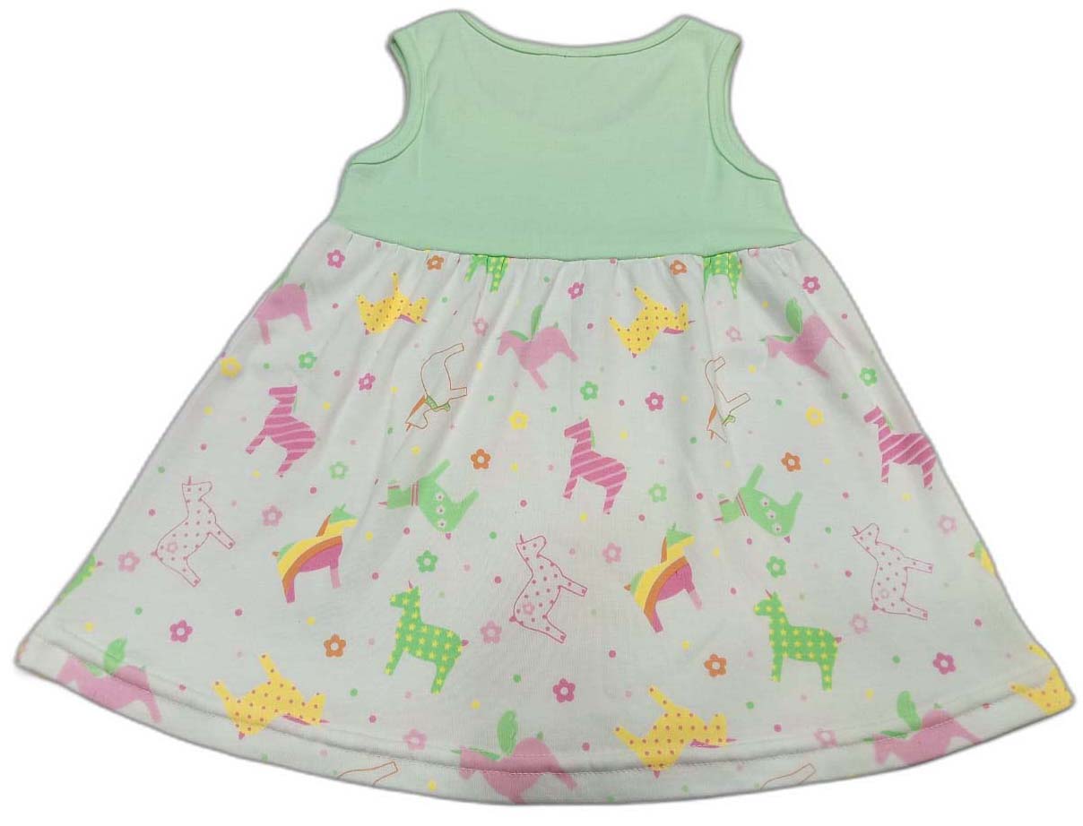 Baby Girls Unicorn Print A-Line Dress - Green