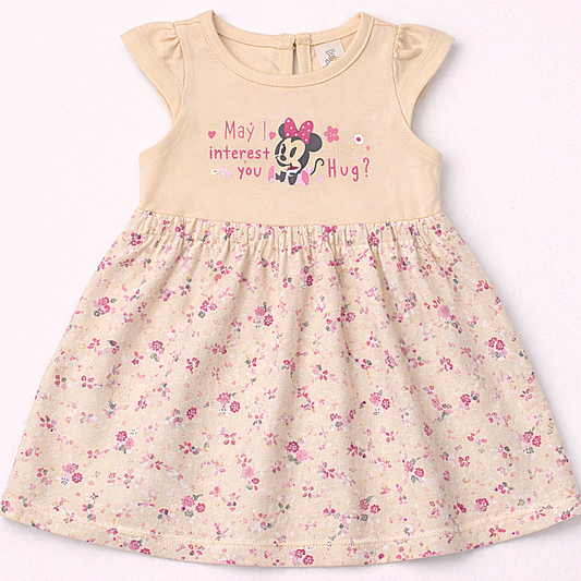 Baby Girls Floral Print A-Line Dress - Cream