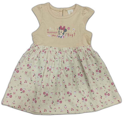 Baby Girls Floral Print A-Line Dress - Cream