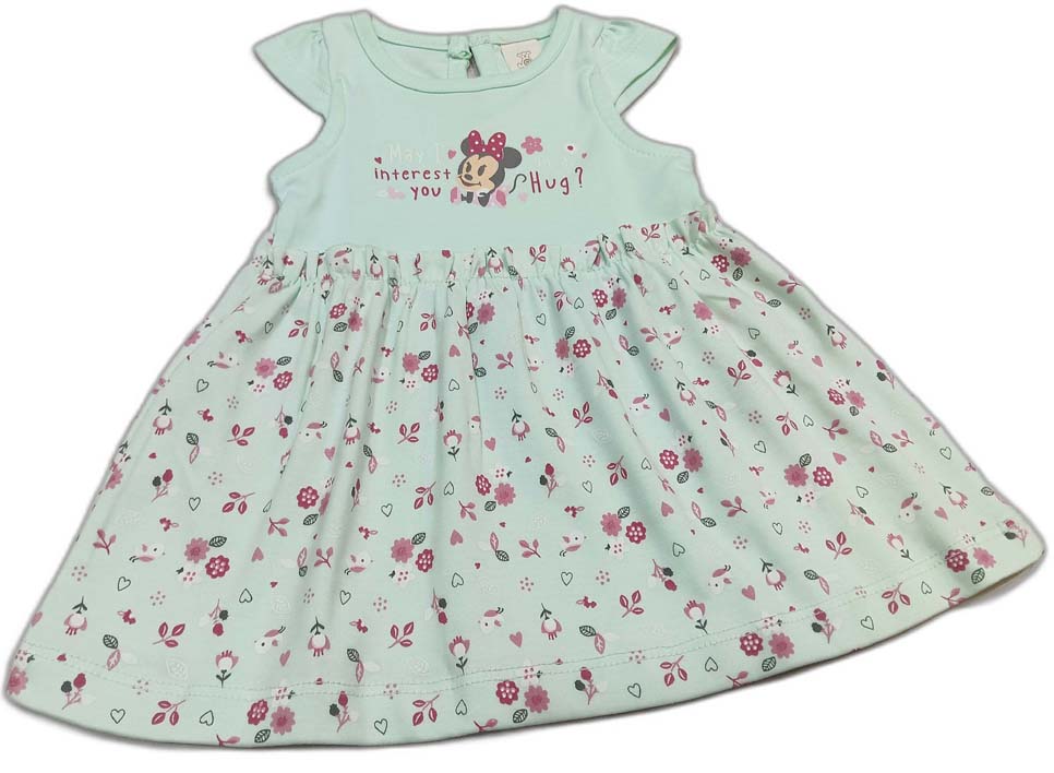 Baby Girls Floral Print A-Line Dress - Green